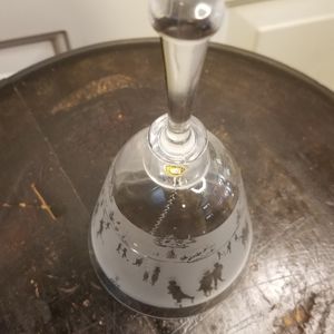 Beautiful Vintage Fenton Glass Ice Skating Winter Scene Bell 1978